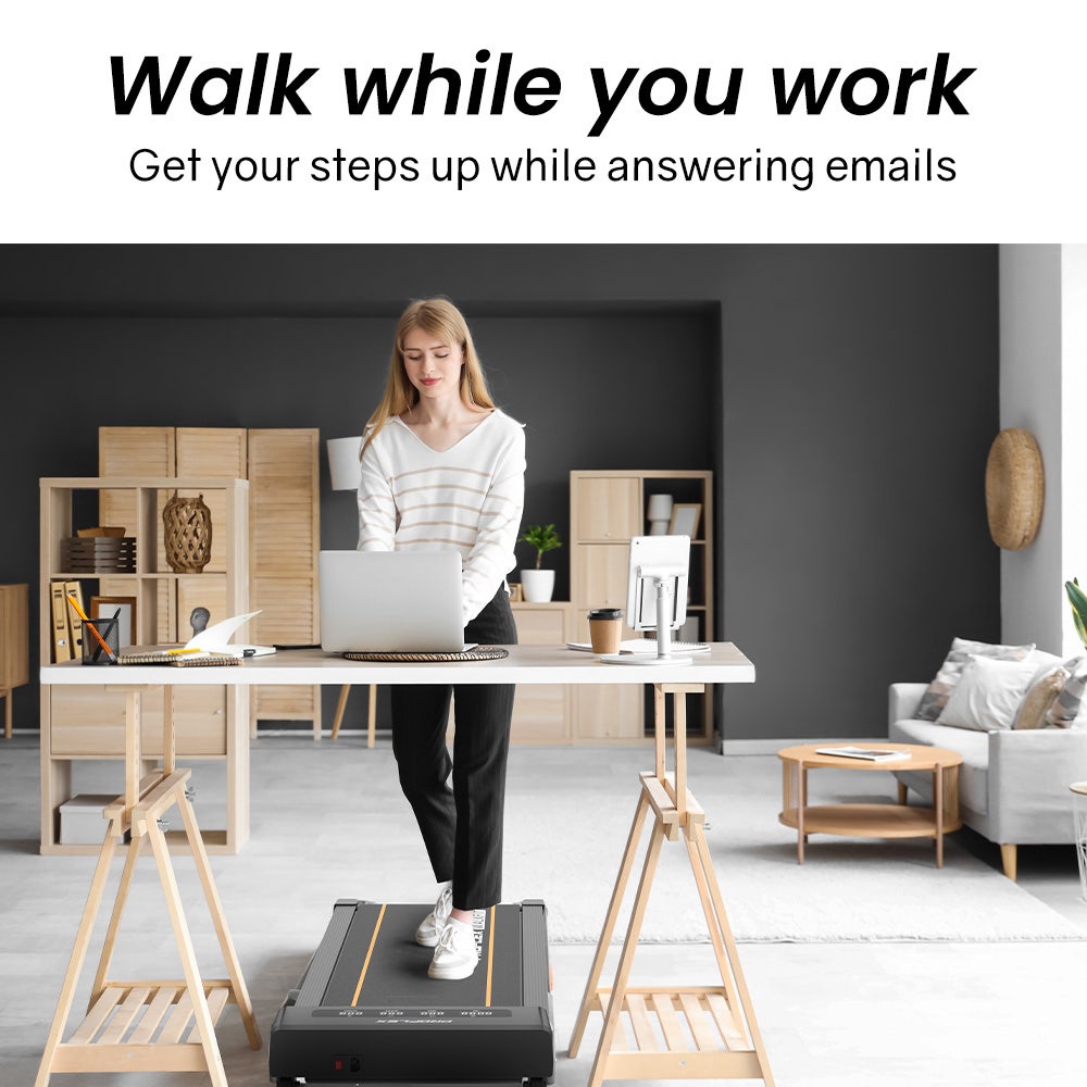 PROFLEX Electric Walking Pad Under Desk Treadmill, Compact Foldable Size, Tablet Holder, LCD Display, Walk or Light Jog