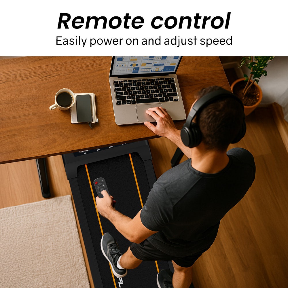 PROFLEX Electric Walking Pad Under Desk Treadmill, Compact Foldable Size, Tablet Holder, LCD Display, Walk or Light Jog