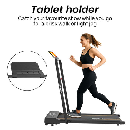 PROFLEX Electric Walking Pad Under Desk Treadmill, Compact Foldable Size, Tablet Holder, LCD Display, Walk or Light Jog