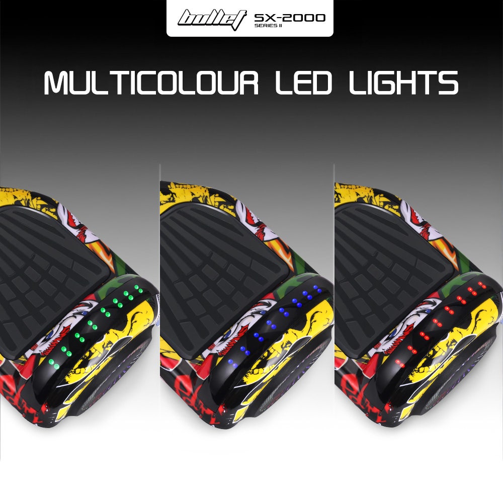 BULLET SX-2000 Hoverboard Scooter, 500W Brushless, Superior Self Balancing System, UL Certified, LED Lights, Hip Hop Design