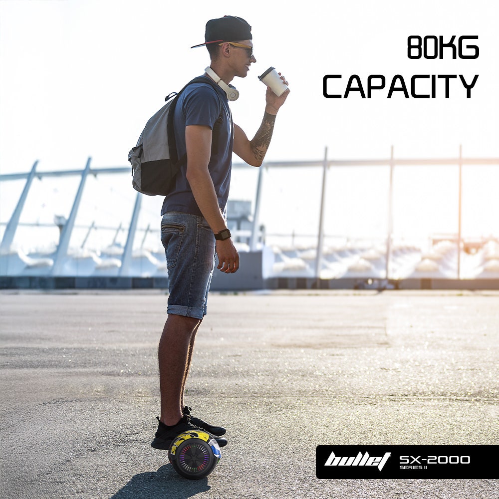 BULLET SX-2000 Hoverboard Scooter, 500W Brushless, Superior Self Balancing System, UL Certified, LED Lights, Hip Hop Design
