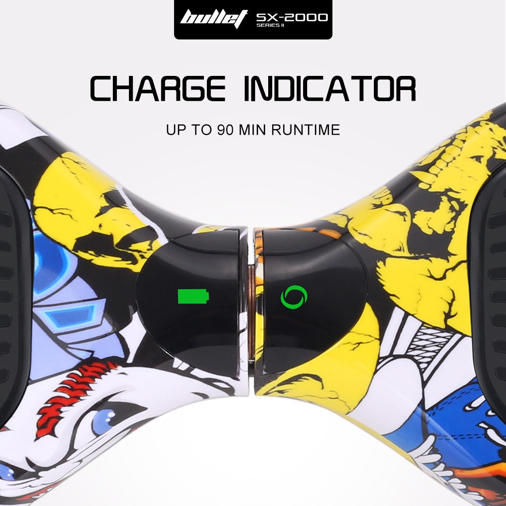 BULLET SX-2000 Hoverboard Scooter, 500W Brushless, Superior Self Balancing System, UL Certified, LED Lights, Hip Hop Design
