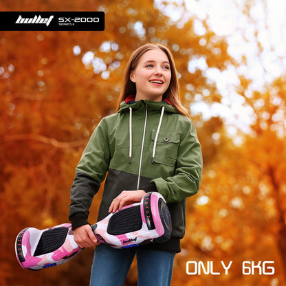 BULLET SX-2000 Hoverboard Scooter, 500W Brushless, Superior Self Balancing System, UL Certified, LED Lights, Pink Camo