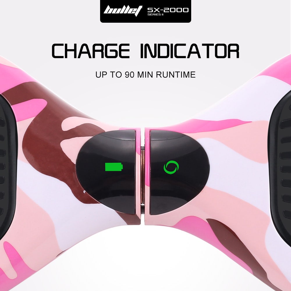 BULLET SX-2000 Hoverboard Scooter, 500W Brushless, Superior Self Balancing System, UL Certified, LED Lights, Pink Camo