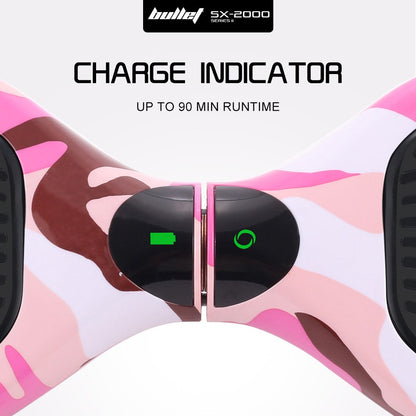 BULLET SX-2000 Hoverboard Scooter, 500W Brushless, Superior Self Balancing System, UL Certified, LED Lights, Pink Camo