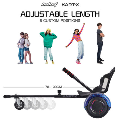 BULLET KART-X Hoverboard Seat Attachment, for 6.5" 8" 10" models, Adjustable Length Frame
