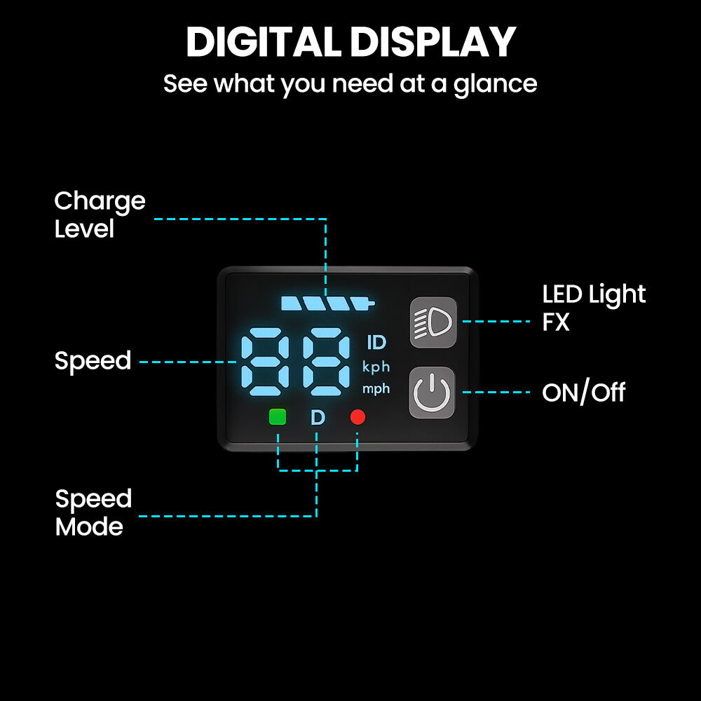 ALPHA Edge Electric Scooter, Kids & Teens, Adjustable Handlebars, 3 Speed Modes, Dual Foot E-Brake, Bluetooth Music, LED, Blue
