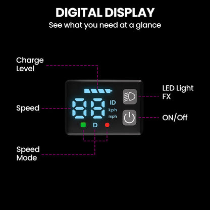 ALPHA Edge Electric Scooter, Kids Aged 6-12, Adjustable Height, 3 Speed Modes, Bluetooth, LED, Pink