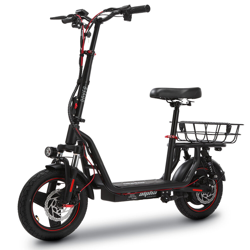 ALPHA Rover Electric Scooter with Seat, 500W 48V 25km/h 30km Range, 14-inch Tyres, Motorised Commuter eScooter for Adults, Black