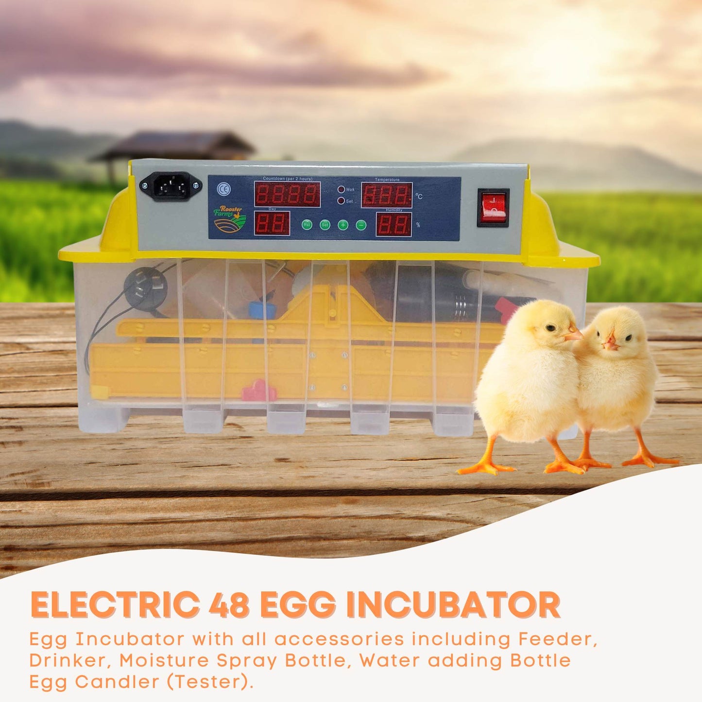 Electric 48 Egg Incubator + Accessories Hatching Eggs Chicken Quail Duck