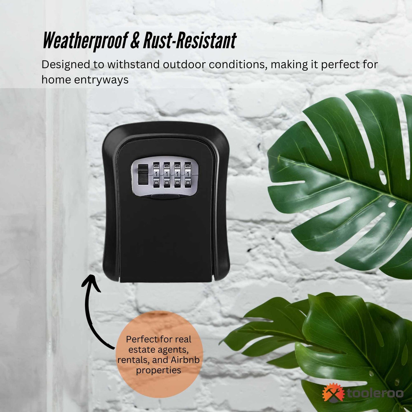 Tooleroo Wall Mount Key Lock Box – 4-Digit Safe Weatherproof Secure Storage