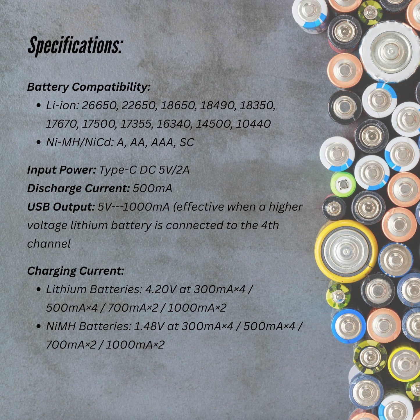 LiitoKala Lii-M4S Battery Charger LCD 4-Slot USB Li-ion NiMH Test Discharge Mode
