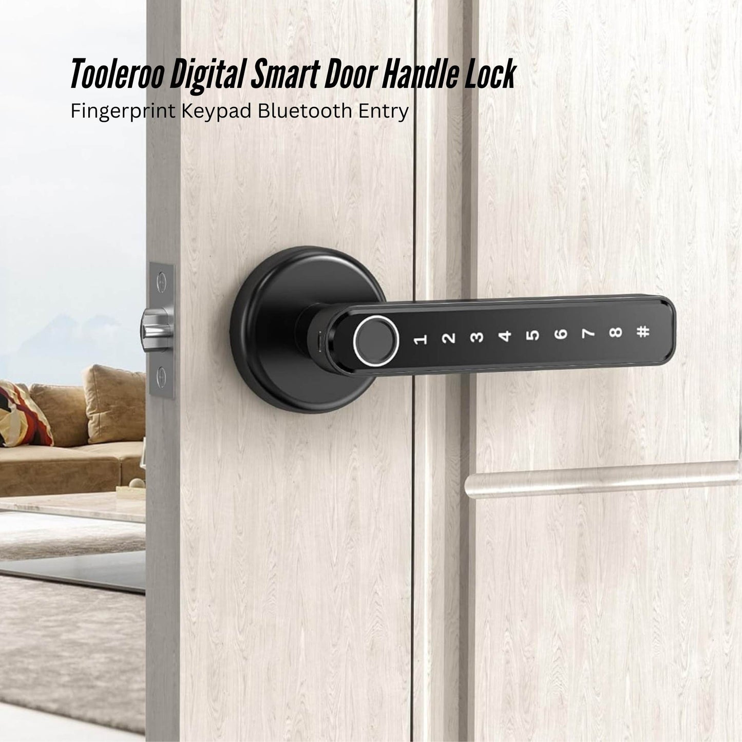 Tooleroo Digital Smart Door Lock Handle - 5in1 Keypad Home Entry Security System