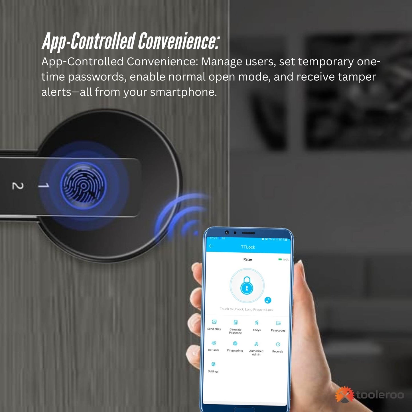 Tooleroo Digital Smart Door Lock Handle - 5in1 Keypad Home Entry Security System