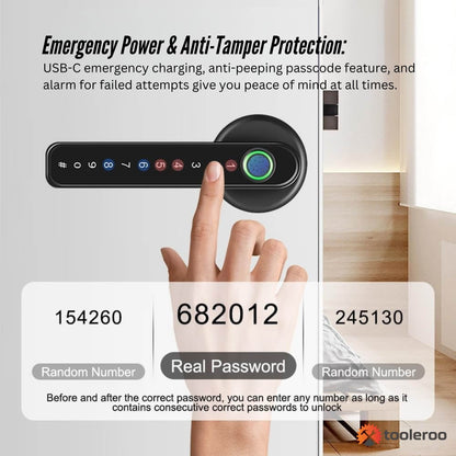 Tooleroo Digital Smart Door Lock Handle - 5in1 Keypad Home Entry Security System
