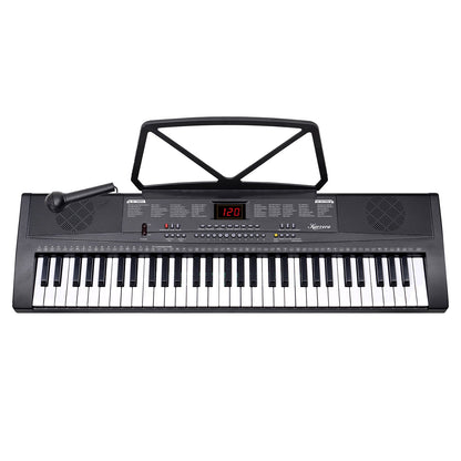 Karrera 61-key Electronic Led Keyboard 75cm Portable Piano In Black With Microphone Input, Headphone Output, 255 Timbres & Rhythms