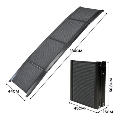 Furtastic Dog Ramp For Cars Pet Ramp For Puppy Medium Dogs Old Dogs & Cats Non-slip Felt Surface Aluminium Frame Folding Portable Safety Pet Stairs