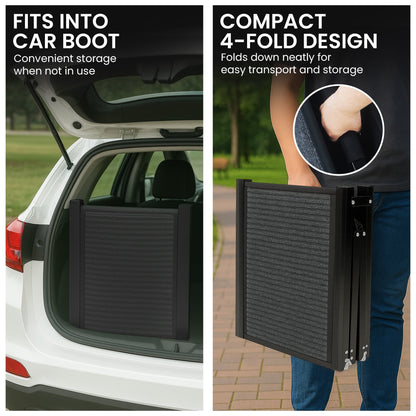 Furtastic Dog Ramp For Cars Pet Ramp For Puppy Medium Dogs Old Dogs & Cats Non-slip Felt Surface Aluminium Frame Folding Portable Safety Pet Stairs