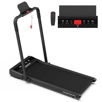 Powertrain K500 Walking Pad Treadmill 2 in 1 Foldable Walking & Running Machine w/2.5HP Motor Dual LED Displays 2 Level