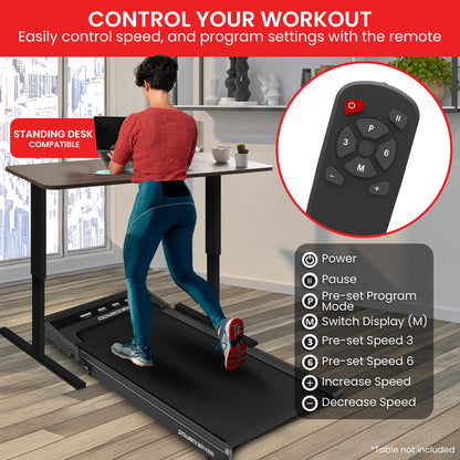Powertrain K500 Walking Pad Treadmill 2 in 1 Foldable Walking & Running Machine w/2.5HP Motor Dual LED Displays 2 Level