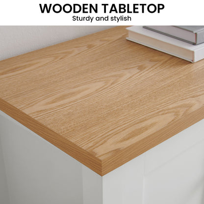 Sarantino Gio TV Entertainment Stand Cabinet Cupboard in White and Natural Wood Finish