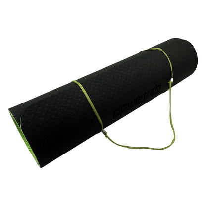 Powertrain TPE Yoga Exercise Mat Home Gym Pilates Fitness 8mm Thick in Black/Green