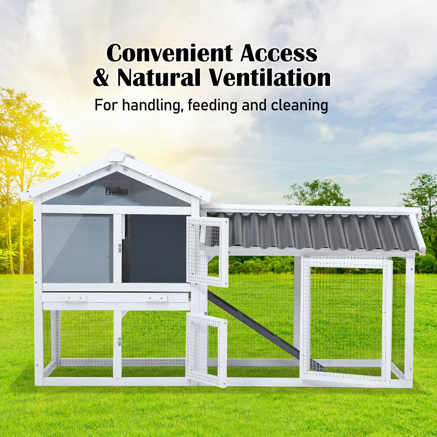 Rabbit Hutch Chicken Coop 147cm 2 Storey Pet Cage Run GRACIE