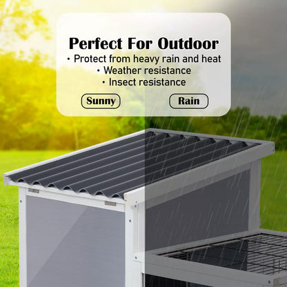 Rabbit Hutch Chicken Coop with Wheels 96.5 x 56 x 90.5cm 2 Storey Pet Cage Run HOPKINS