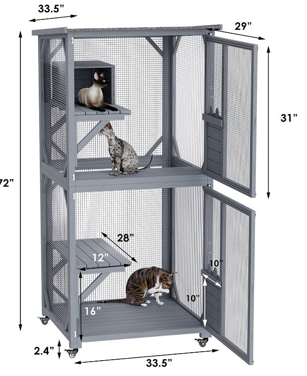 YES4PETS Pet Cat Bird Shelter Condo with Escape Door Wooden Kitten Cage House