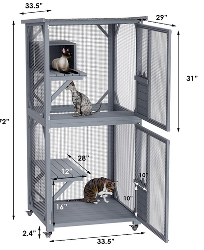 YES4PETS Pet Cat Bird Shelter Condo with Escape Door Wooden Kitten Cage House