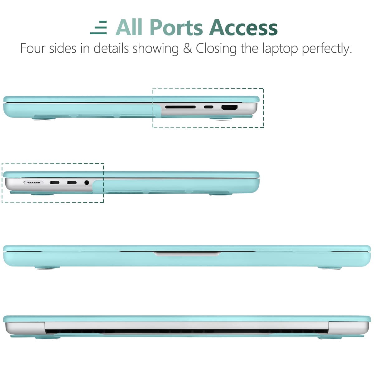 Suitable for  MacBook Pro 16 inch Case 2023 2022 2021 M2 A2780 A2485 M1 Pro/Max Hard Shell Case Keyboard Cover Turquoise