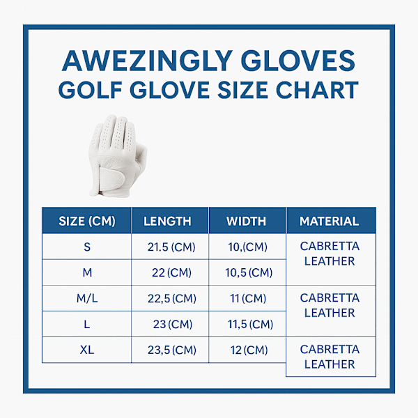 Awezingly Premium Quality Cabretta Leather Golf Glove for Men - White (M/L)