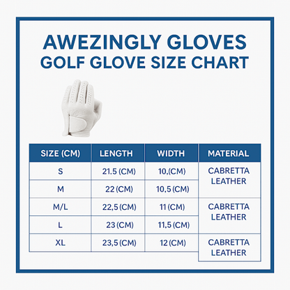 Awezingly Premium Quality Cabretta Leather Golf Glove for Men - White (M/L)