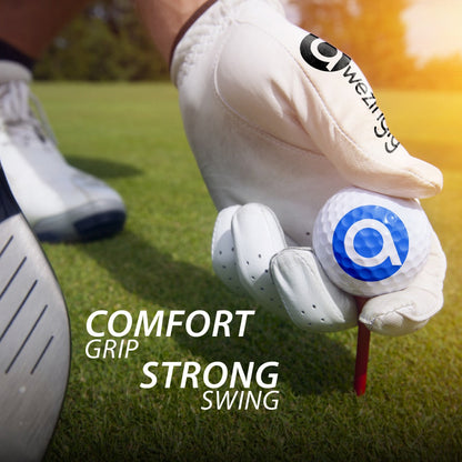 Awezingly Premium Quality Cabretta Leather Golf Glove for Men - White (XL)