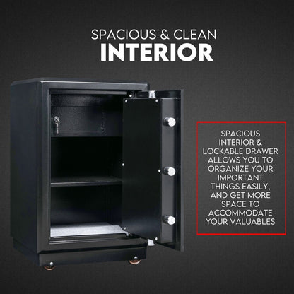 Dual Key Lock Safe Safety Box Security Code Lock Box Fire Proof Heavy Duty 80L