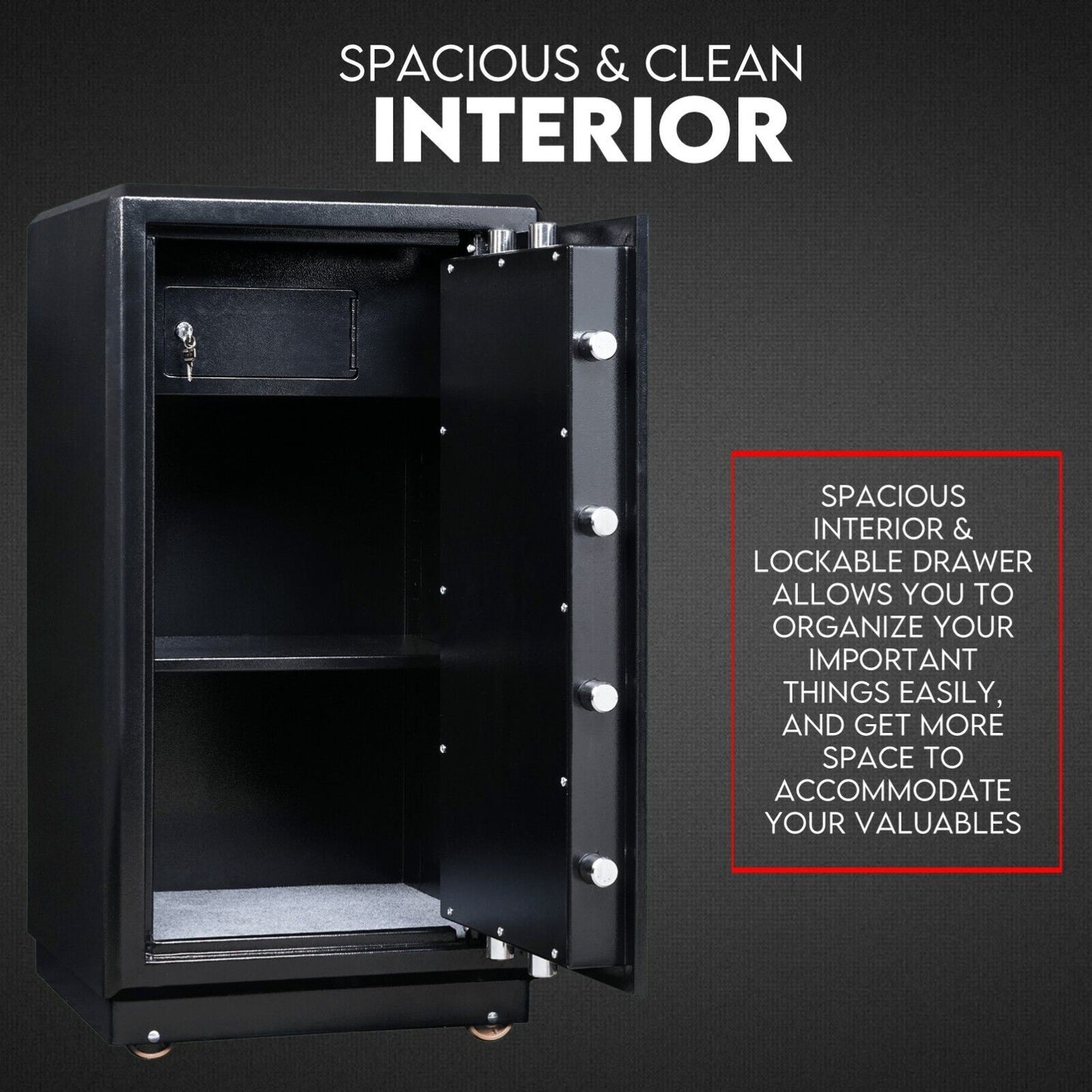 Dual Key Lock Safe Box Fire Proof Safe Heavy Duty Key Lock Security 118L