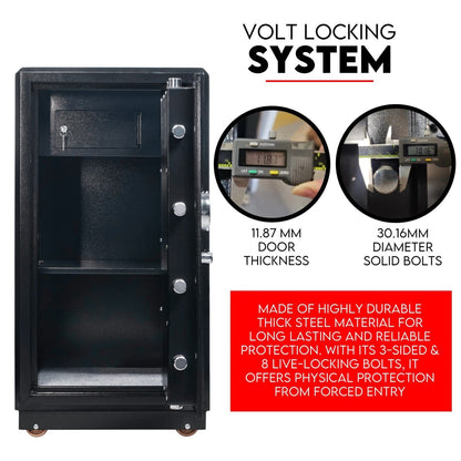 Dual Key Lock Safe Box Fire Proof Safe Heavy Duty Key Lock Security 118L