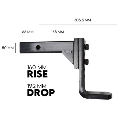 Adjustable Tow Bar Hitch Black Towbar Ball