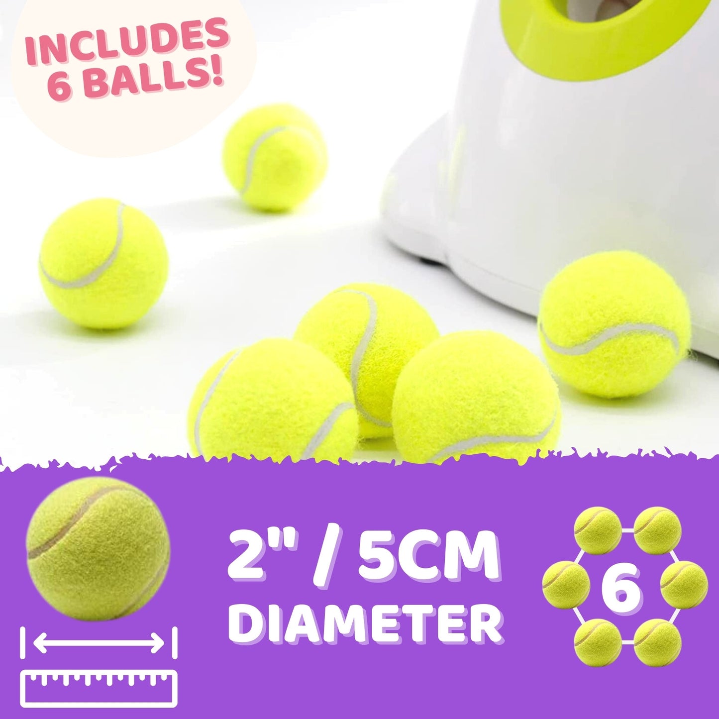 Automatic Ball Launcher Throwing Machine Dog Toys Interactive Tennis Pet 3Balls