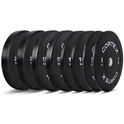 CORTEX 100kg Black Series V3 Rubber Olympic Bumper Plate Set B