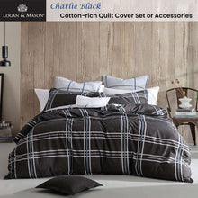 Load image into Gallery viewer, Logan and Mason Charlie Black Quilt Cover Set Super King

