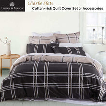 Load image into Gallery viewer, Logan and Mason Charlie Slate Quilt Cover Set Single
