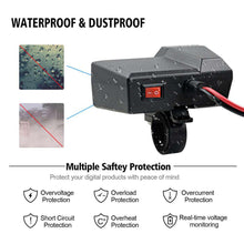 Load image into Gallery viewer, Motorcycle Handlebar Waterproof Dual USB Phone Charger Cigarette Lighter Socket

