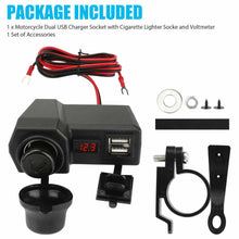 Load image into Gallery viewer, Motorcycle Handlebar Waterproof Dual USB Phone Charger Cigarette Lighter Socket
