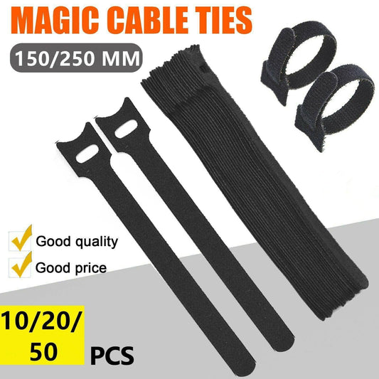 10/20/50PCS Reusable Hook and Loop Cable Ties Nylon Wire Cord Strap Organizer - 150 mm* 20 PCS