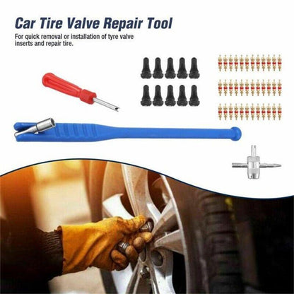 43Pcs Car Tyre Valve Tool Stem Puller Base Quick Remover Tire Repair Installer