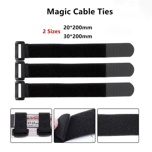 Magic Cable Ties Reusable Winder Coded Organiser Cords Hook Loop Black - 20*300mm  50PCS