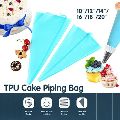 2/4PCS Reusable Silicone Pastry Bag DIY Icing Bags Cream Cake Decorating - 2 PCS(20 inch *2)
