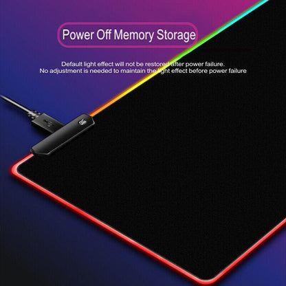 Led Gaming Mouse Pad Large Rgb Extended Mousepad Keyboard Desk Anti-Slip Mat - 900*400*4mm