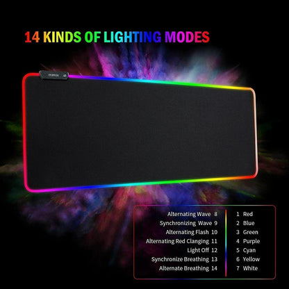 Led Gaming Mouse Pad Large Rgb Extended Mousepad Keyboard Desk Anti-Slip Mat - 800*300*4mm